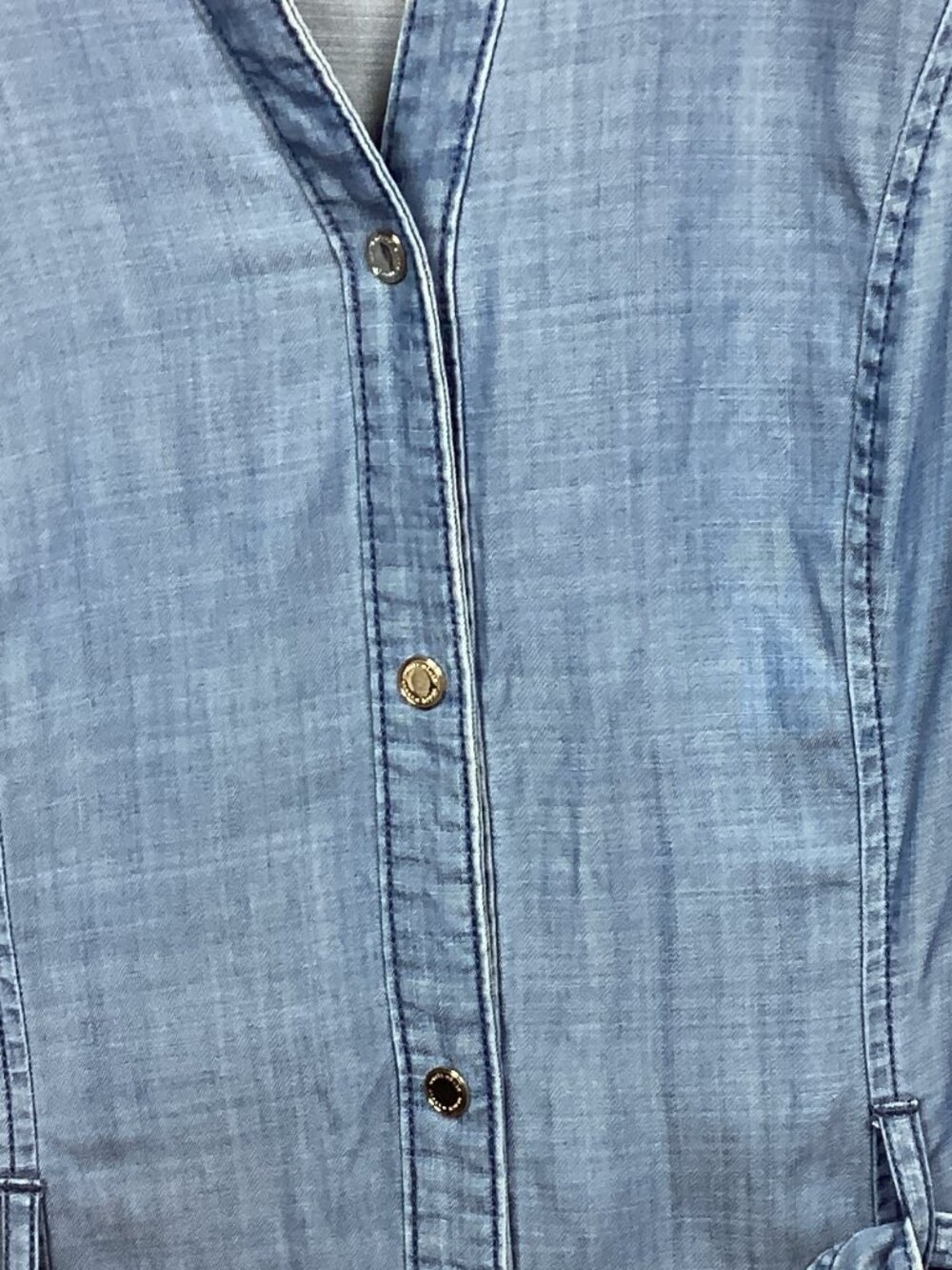 WHBM Chambray Denim Dress Blue Belted Midi 16 - Picture 5 of 9